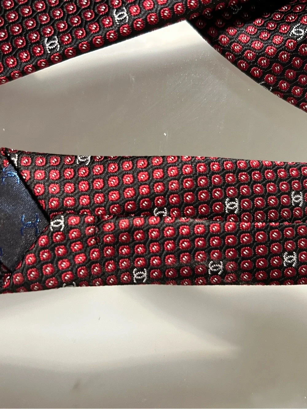 Vintage CHANEL Red and Black Silk Tie